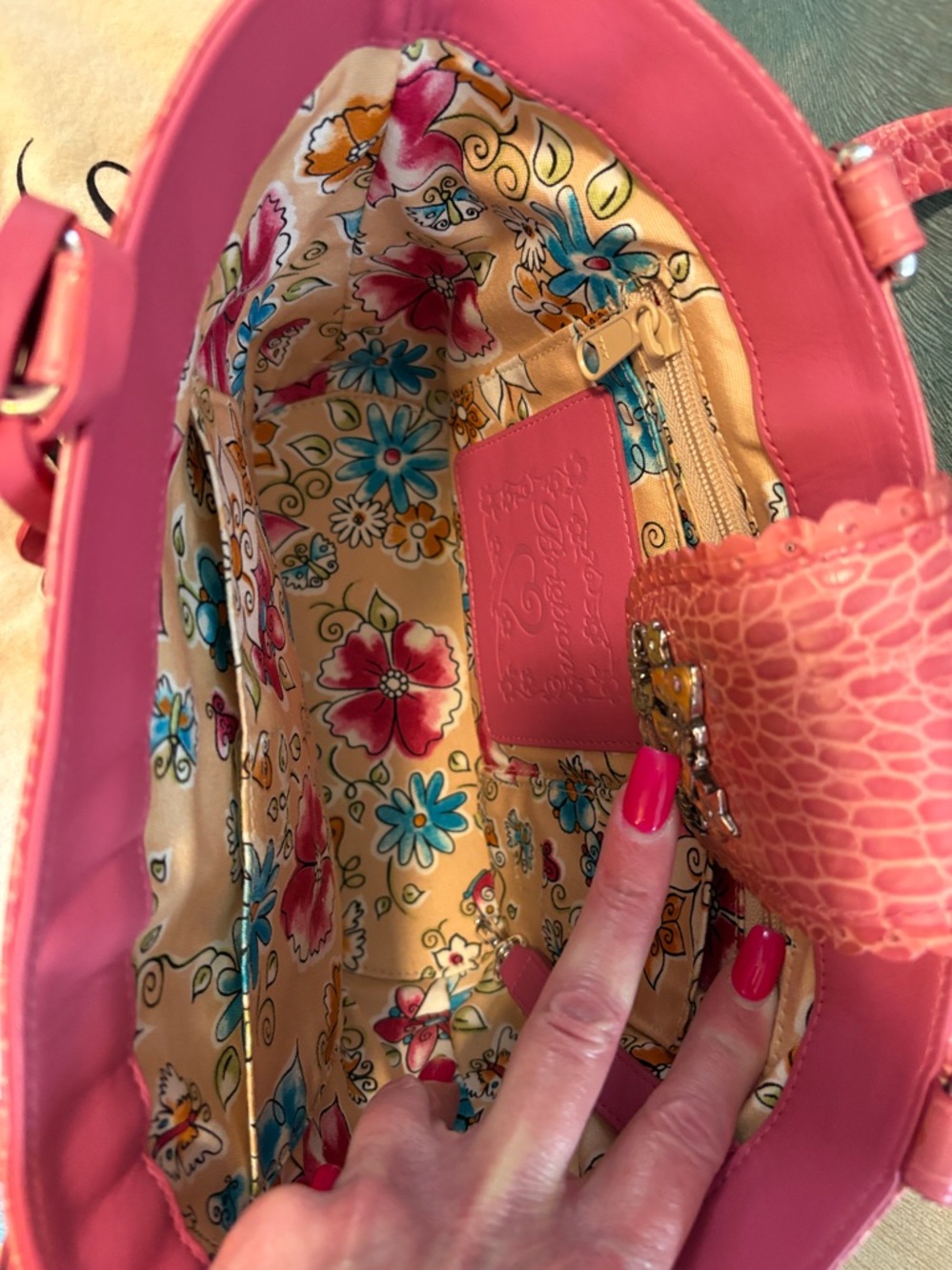 Brighton Pink Trim Woven Tote with Butterfly Charm - Picture 8 of 12